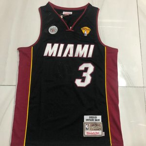 Maillot de Basket #3 Wade Miami Heat authentique 2012-13 finals Noir